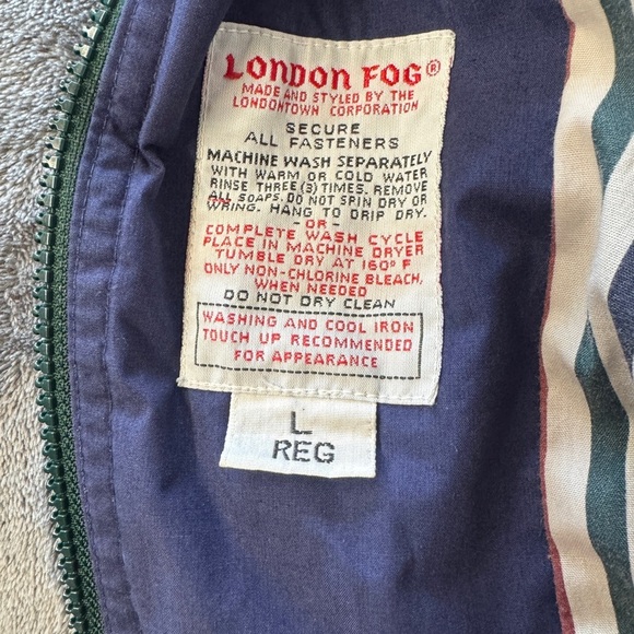 Vintage London Fog Bomber Jacket Forest Green Zip Up Lined (Men’s L) - Picture 4 of 4
